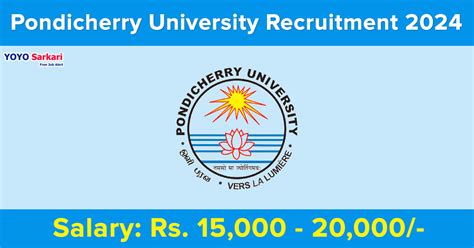 Pondicherry University Recruitment 2024 Various Assistant Posts Apply