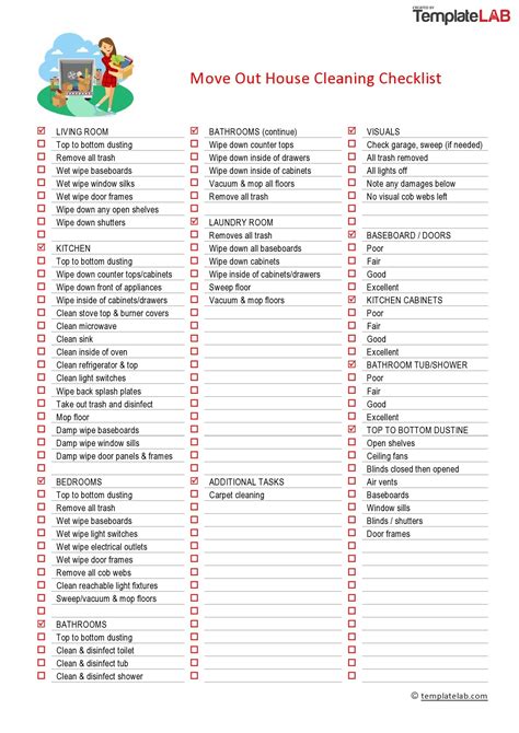 40 Printable House Cleaning Checklist Templates ᐅ TemplateLab