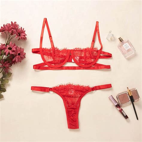 Ellolace Underwear Set Sexy Lingerie Transparent Women S Bra Underwire Bra Set Lace Underwear