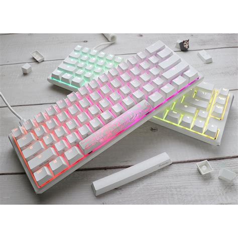 Ducky ONE Classic Mini Pure White Hot swappable MX Red RGB PBT Teclado Mecânico