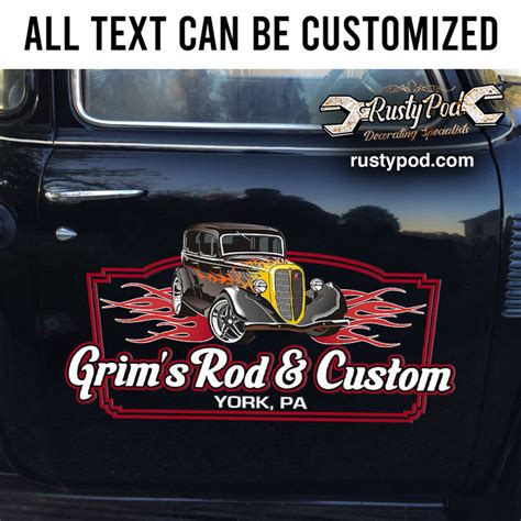 Personalized Flaming Hot Rod Sticker Rustypod Store