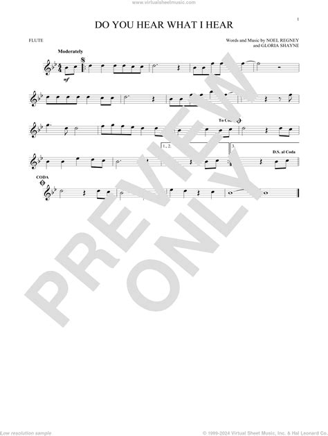 Do You Hear What I Hear sheet music for flute solo (PDF)