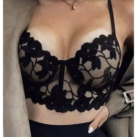 Cropped Renda Tule De Flor Bojo Fundo Nude Marcado Shopee Brasil