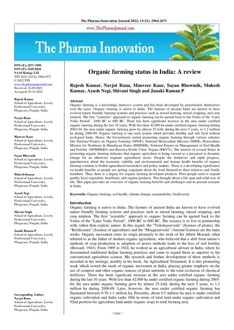 Pdf Organic Farming Status In India A Review