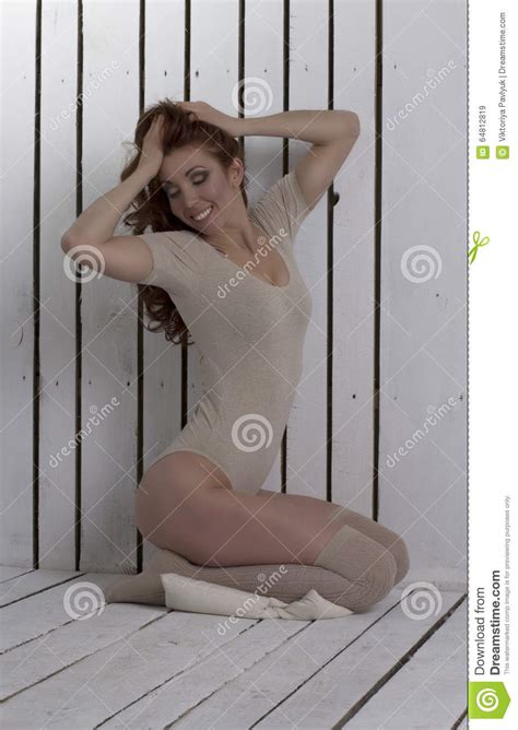 Happy Woman In Lingerie Stock Image Image Of Adult Seductive