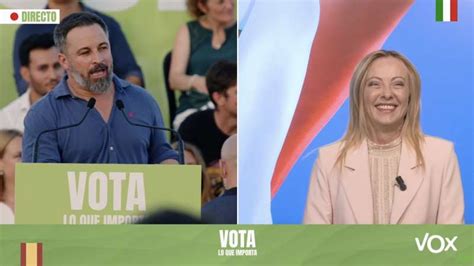 Giorgia Meloni In Collegamento Con Il Comizio Di Vox A Valencia 14