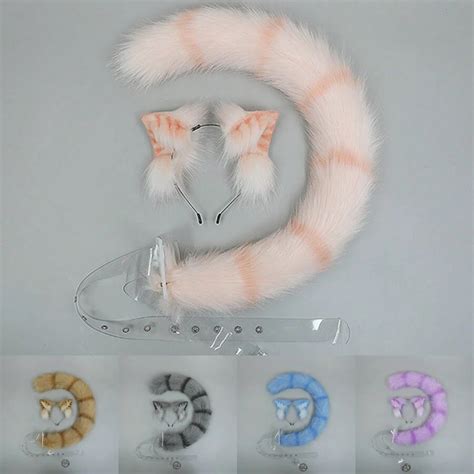 Cat Ears Tail Set Plush Animal Ears Hairbands Furry Fox Ears Headband