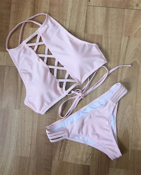 Set Lot European Style Women Bandage Bikini Set Push Up Padded