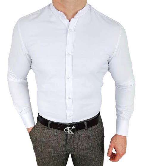 Biala Koszula Ze Stojka Slim Fit Oxford Vp Xxl Allegro Pl