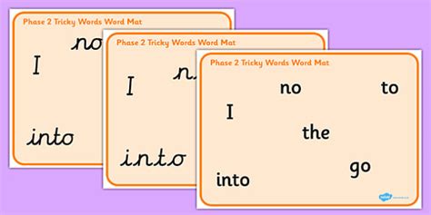 Phase 2 Tricky Words Word Mat Pack Phase 2 Tricky Words Word Mat