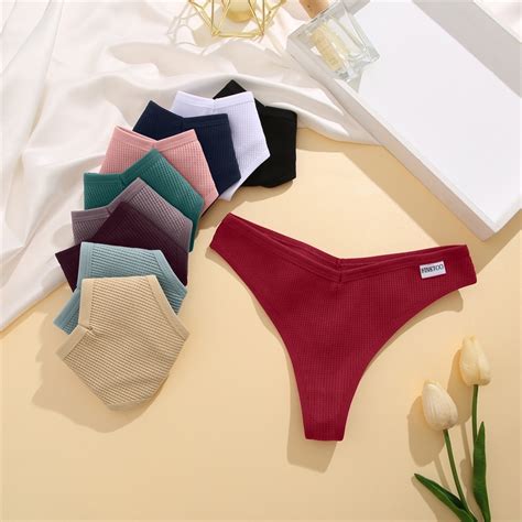 Women S Cotton Thongs Comfortable Waffle G String Female Low Rise T Back Underwear S XL Bikini