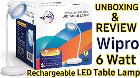 Wipro W Rechargeable Led Table Lamp Unboxing And Review Wipro