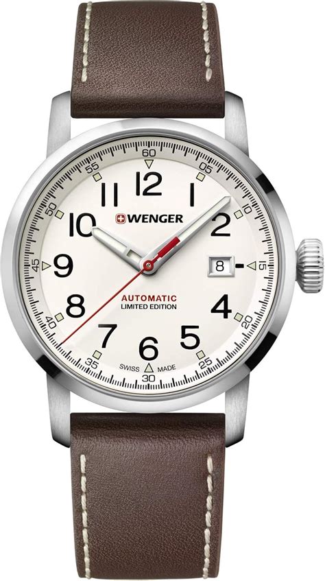 Wenger Men Attitude Swiss Made Analogue Quartz Stainless Steel Brown Leather Watch 01 1546 101