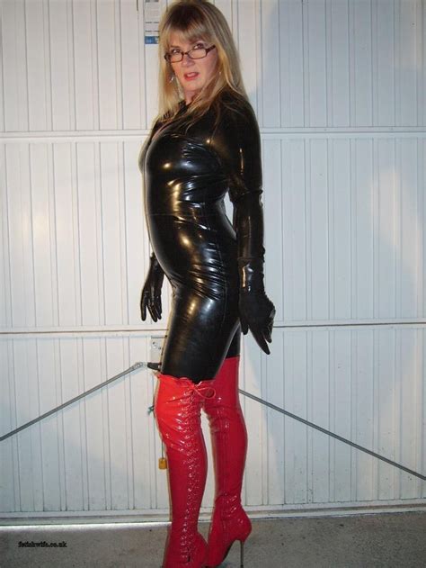 Fetish Wife Wearing Tight Latex Catsuit And Red Heeld Boots Porn Pictures XXX Photos Sex