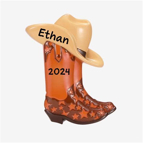 Cowboy Boot Brown Christmas Ornament 2024 Cowboy Boot Christmas
