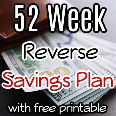 Free 52 Week Reverse Savings Plan Printable Savings Plan Printable