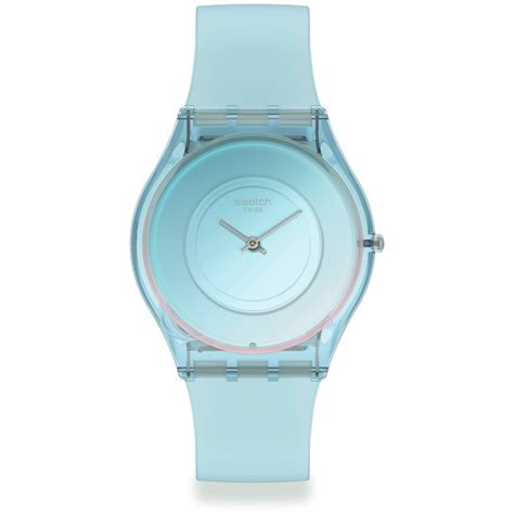 Swatch Aurora Sky Skin Classic Blue Dial Silicone Strap Watch Ss08s100