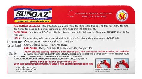 Kem xoa bóp Sungaz giảm đau cơ, xương khớp tuýp 30g - 06/2025 ...