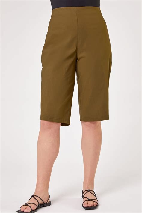 Curve Knee Length Stretch Shorts In Olive Roman Originals Uk