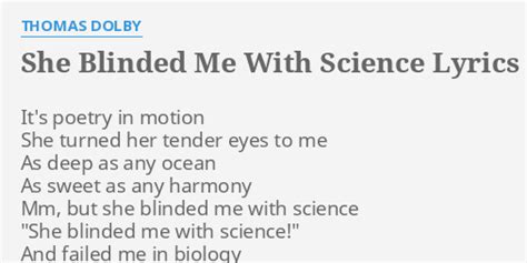 SHE BLINDED ME WITH SCIENCE LYRICS by THOMAS DOLBY: Its poetry in