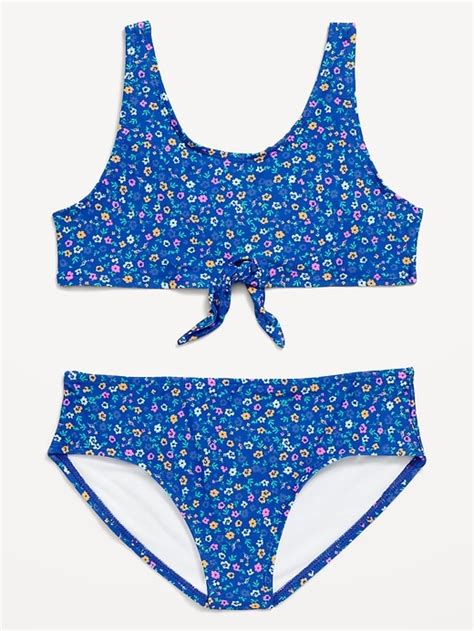 Printed Tie Knot Bikini Swim Set For Girls Old Navy