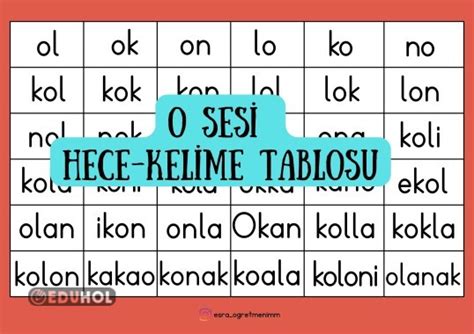 O Sesi Hece Kelime Tablosu Eduhol Etkinlik Ndir Oyun Oyna Test Z