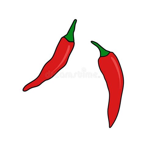 Hot Chili Peppers Mexican Traditional Food Doodle Style Vector Stock Vector Illustration Of