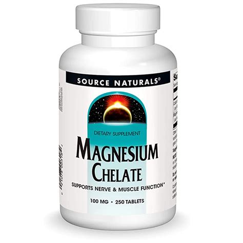 Купить Source Naturals, комплекс хелата магния, 100 мг, 250 таблеток ...