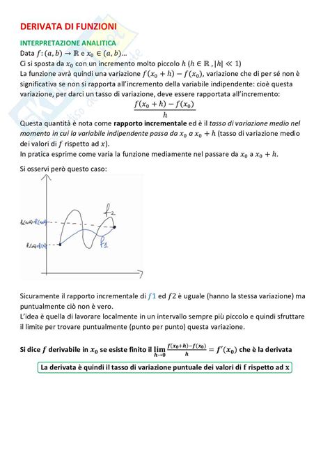 Derivate E Calcolo Differenziale Analisi