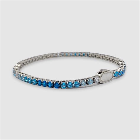 Blue Tennis Bracelet Silver 3mm Craftd London