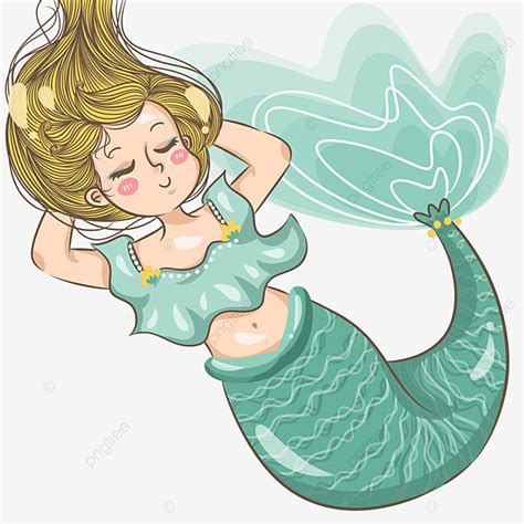 gambar ilustrasi kartun putri duyung  digambar tangan  lucu