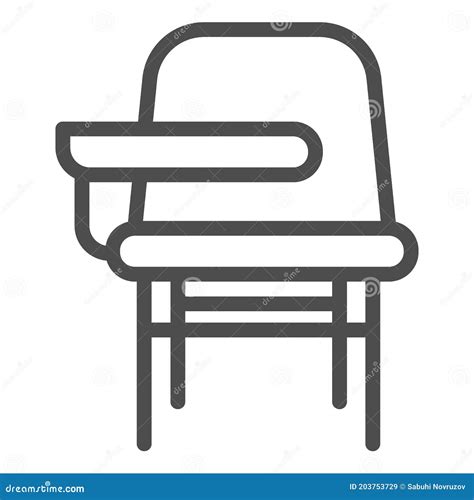 School Desk With Chair Line Icon School Concept Furniture For