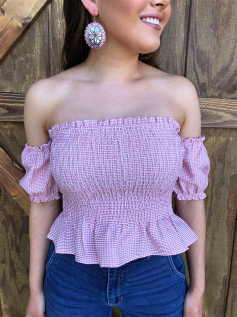 Marlin ” Off Shoulder Smock Crop Top Pink Final Sale Ale Accessories