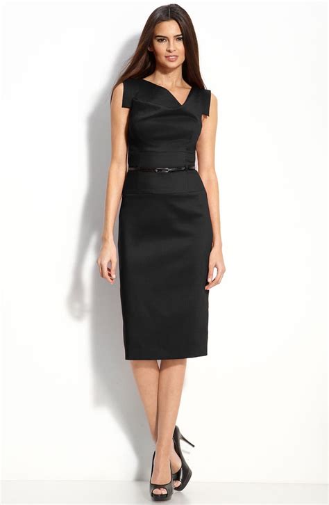 Black Halo Jackie Belted Stretch Gabardine Sheath Dress Nordstrom