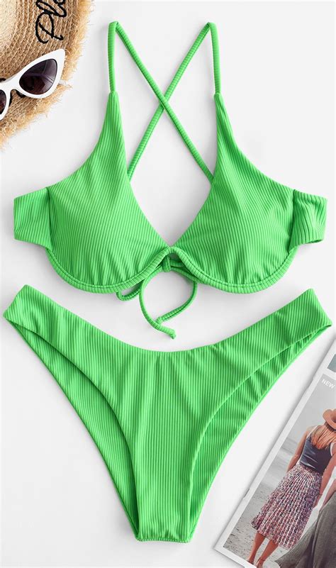 Ribbed Criss Cross Underwire Bikini Swimsuit Artofit
