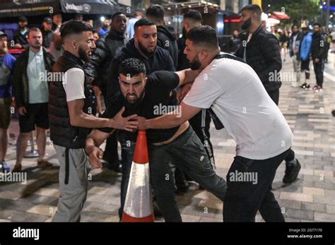 Broad Street Birmingham July 11th 2021 Fans Tussled With Each Other