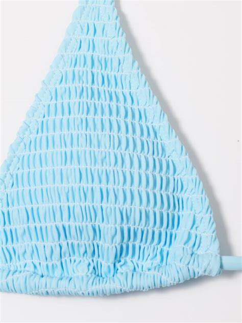 SHEIN Swim Vcay Mono Bikini Set Smocked Micro Triangle Bra Tie Side Bottom Piece Swimsuit