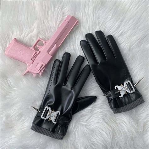 Spiked Leather Gloves Techwear Uk