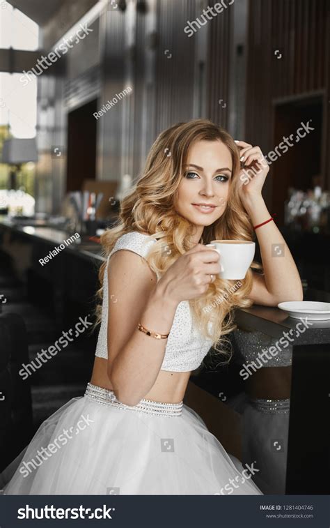 Beautiful Sexy Blonde Model Girl Blue Stock Photo Shutterstock
