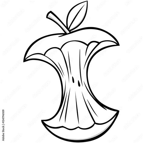 Cartoon Apple Core Illustration Stock Vector | Adobe Stock