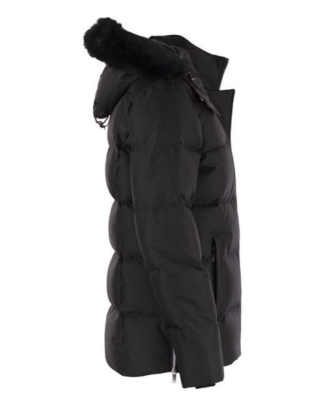 Moose Knuckles Cloud 3q Down Jacket With Hood And Fur In Black Lyst