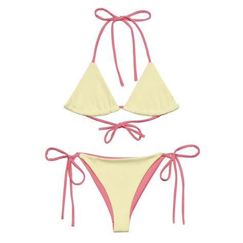 Butter Yellow Pink Bikini Pastel Bikini Etsy