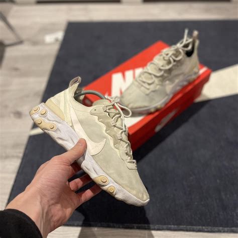 Nike React Element 55 - Pale Ivory, Pink and White.... - Depop