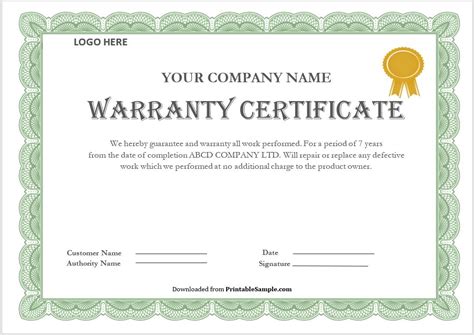 Letter Of Warranty Template