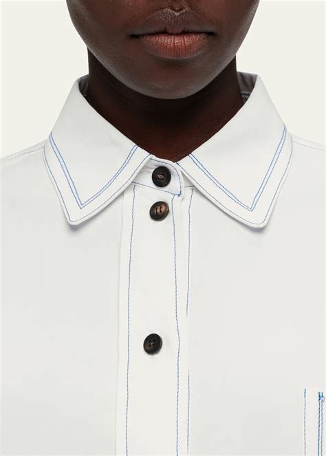 Ferragamo Button Front Shirt With Contrast Stitching Bergdorf Goodman