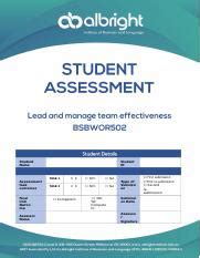 BSBWOR502 Assessment Updated 050620 Pdf 1 Deuuu Docx Student Name