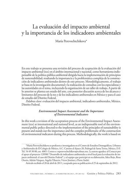 Pdf La Evaluación Del Impacto Ambiental Y La Importancia De · De