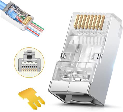 Jodroad Conectores Rj45 Cat6 Cat 6a Blindados Conector De Paso Chapado En Oro De 3 Clavijas