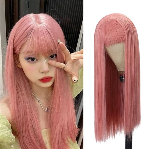 Amarlis Long Pink Wigs For Women 24 Inch Pink Wig With