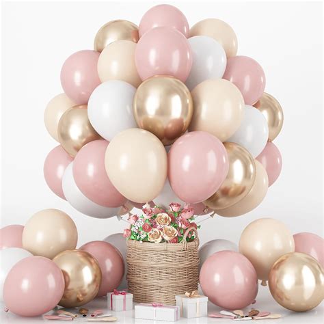 Amazon Nude Dusty Pink Balloons Set Pcs Inch Retro Blush Pink Apricot Helium Balloon
